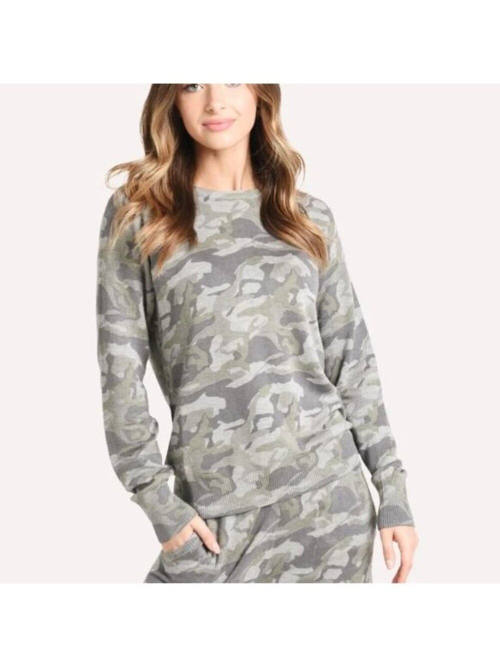 Monrow REVOLVE Camo Raglan Sweatshirt Long Sleeve